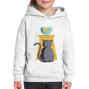 Imagem de Moletom Infantil Gato e Aquário - Foca na Moda, Branco, 8