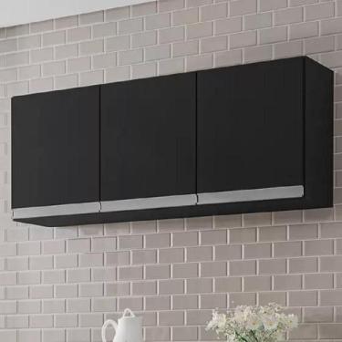 Imagem de Armário Suspenso Andréia 120mt com Puxadores Embutidos Preto Ajl