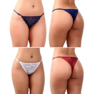 Imagem de 5 Calcinha Fio Dental Duplo String Renda Com Regulagem Para Arrassar -