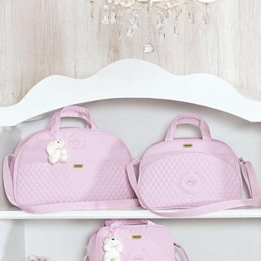 Imagem de Kit Bolsa Maternidade Puppi Coroa Rosa G e M - Talismã