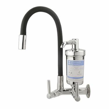Imagem de Torneira Cozinha Parede Com Filtro Gourmet Flexível Cromada Pia 1/4 de