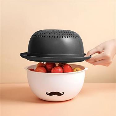 Imagem de Kit Escorredor com Bacia Bigodinho Cavalheiro Mustache - Yaay, Preto