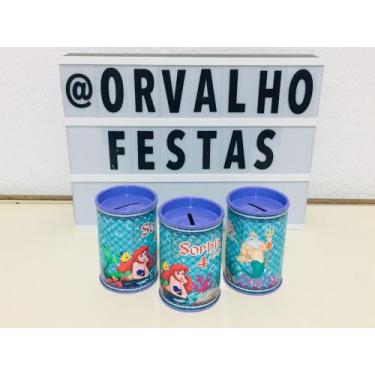 Imagem de 10 Kit Cofrinhos Personalizado Pequena Sereia - Orvalho Festas