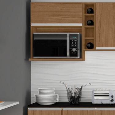 Imagem de Armário Aéreo 1 Porta com Nicho Para Micro-Ondas Evidence Poliman Móveis Carvalho