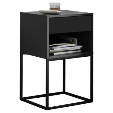 Imagem de Mesa de Cabeceira Industrial Sofia Base de Aço 1 Gaveta Corrediça Tele