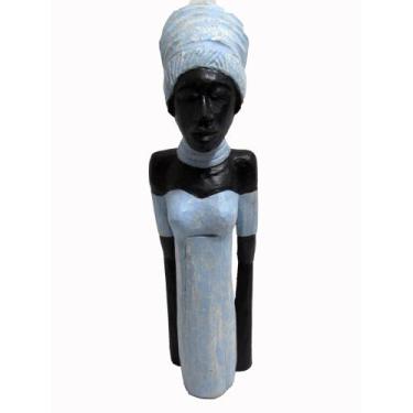 Imagem de Escultura Africana Madeira Decorativa Branco Formosa - LUXdécor casa e