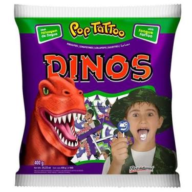Imagem de Pirulito Pop Tattoo Dinossauros 400g Florestal