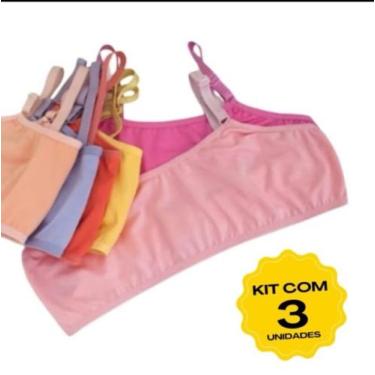 Imagem de kit com 03 top juvenil em cotton alça com regulagem   Sortido dia a di