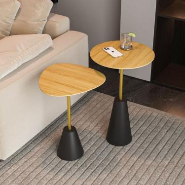 Imagem de Conjunto Mesa de Canto Napoli Metal 65cm X 40cm X 40cm Natural Tawary / Dourado