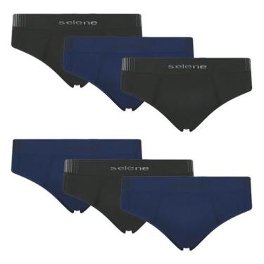 Imagem de Kit 6 Cueca Selene Masculina Slip Microfibra sem costura, Preto e azul