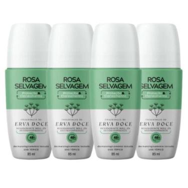Imagem de Kit 4 Desodorantes Roll-on Clareador Rosa Selvagem Erva Doce 85ml