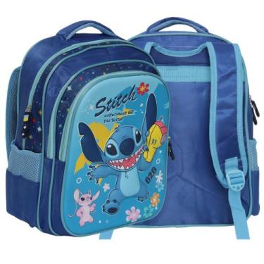 Imagem de Mochila Infantil Stitch Costas Tam G Reforçada Feminina - Plike