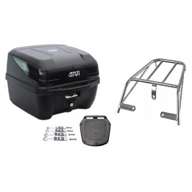 Imagem de KIT BAU GIVI MOTO 33L TRAFFIC III  + BAGAGEIRO CROMADO Ybr 125 2000 2001 2002 2003 2004 2005 2006 2007 2008 PROJÉTIL