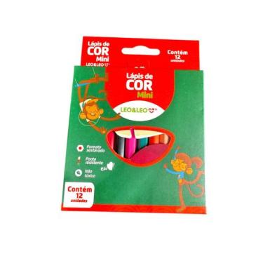 Imagem de Kit 2 caixas de Lápis de cor 12 cores pequeno 9cm Sextavado - Genérica