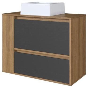 Imagem de Gabinete Suspenso Com Cuba e Gavetao BL2003 Mell Grafite FAEM - Milani