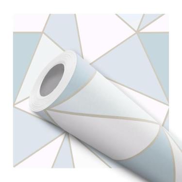 Imagem de Papel De Parede Vinílico Geométrico Azul Bebê Sala Quarto 5m - DELIQUA