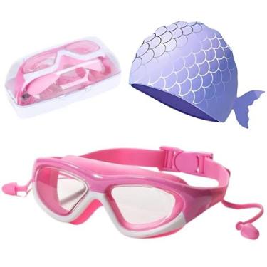 Imagem de Kit Óculos Natação Piscina Infantil Crianças Hero Band H1, Rosa peixe 