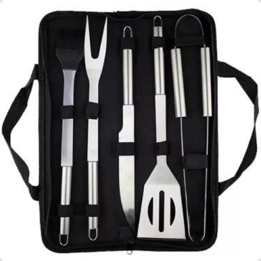 Imagem de Kit P/ Churrasco 9 Peças Em Aço Inox Para Presente - Mrsementes