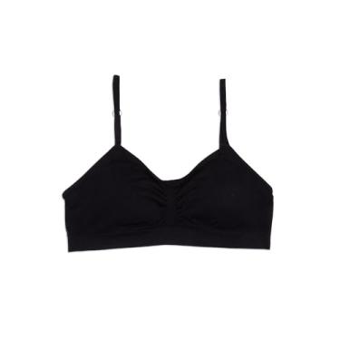 Imagem de Maidenform Sutiã curto franzido sem costura para meninas, Preto, GG