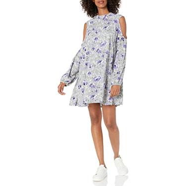 Imagem de Angie Vestido feminino de manga comprida com ombro vazado nas costas abertas, Cinza nuvem, M