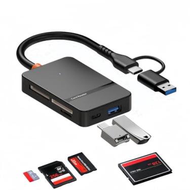 Imagem de Komitasui Leitor de cartão de memória, USB 3.0 e USB-C para SD Micro SDXC, Micro SD, Micro SDHC, M2, MS, adaptador de leitor de cartão CF, 4 cartões de leitura e gravação simultaneamente