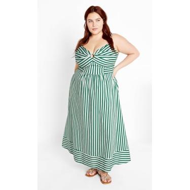 Imagem de City Chic Women's Apparel Vestido feminino Citychic Plus Size listrado Zaya, Listra verde, 58