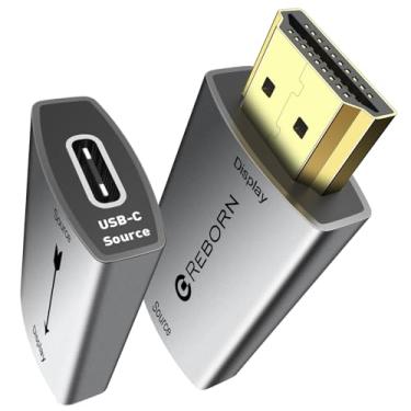 Imagem de Reborn Adaptador USB C fêmea para HDMI macho | Fonte USB tipo C unidirecional 4K para HDMI 2.0 conversor Thunderbolt 3/4 para HDMI para MacBook Pro/Air, Galaxy S8 para S23, Surface - pacote com 2