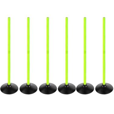 Imagem de ASENVER Conjunto de bastões de agilidade de futebol verde fluorescente destacáveis para treinamento esportivo mastro slalom com base de borracha equipamento de traning esportivo (pacote com 1,5 m)