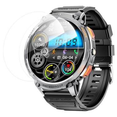 Imagem de mingwear Protetores de tela para smartwatch militar, [2 unidades] Protetores de tela de vidro temperado 9H K68 Smartwatch militar de 4,7 cm (pacote com 2)