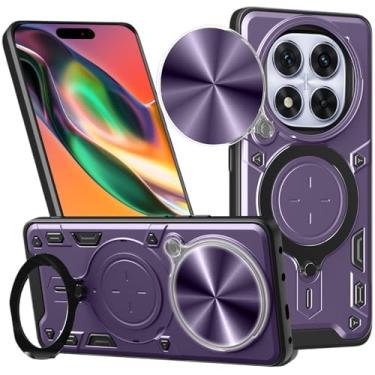 Imagem de Fofvccv Capa Armour para Xiaomi Redmi Note 14 Pro 5G com capa de lente de câmera deslizante, capa à prova de choque de grau militar com suporte magnético giratório para Redmi Note 14 Pro 5G, JS roxo