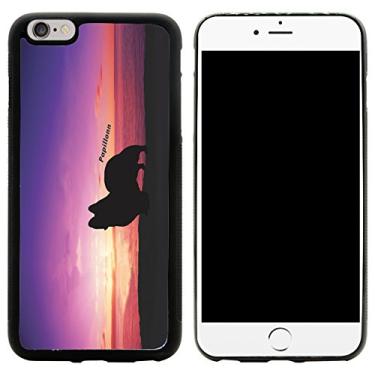 Imagem de Rikki Knight Capa híbrida para iPhone 6 Plus e 6s Plus - Design Papillon Dog ao pôr do sol