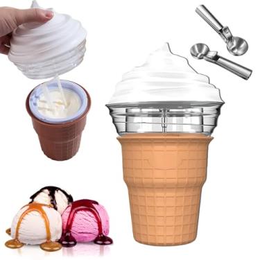 Imagem de Máquina de sorvete elétrica, máquina de sorvete multifuncional multiuso para gelato caseiro, sorvete, congelado, rampa de ingredientes embutida, fácil de limpar e armazenar