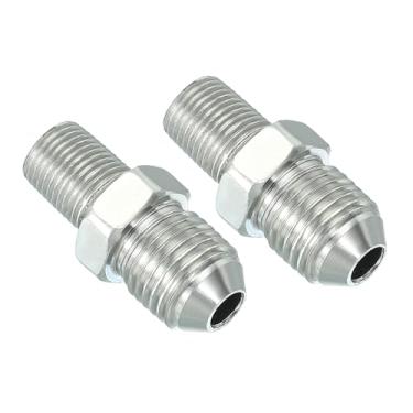 Imagem de PATIKIL Conector adaptador de tubo 1/5.1 cm macho 37 ° Flare JIC x 1/20.3 cm macho R encaixe de tubulação 2 peças conector hidráulico de encaixe de restrição de alimentação de óleo para sistema de