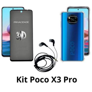 Imagem de Película 3D Privacidade de Vidro + Capa TPU Transparente + Fone de Ouv