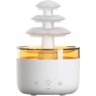 Imagem de Umidificador Nuvem de Chuva 4 em 1 com Controle Remoto - 500ml. 7 cores, desligamento automático, aromaterapia, oléo essencial.