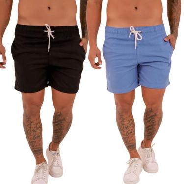 Imagem de Kit 2 Shorts em Linho Masculino Mauricinho Social Casual Moda Praia ve