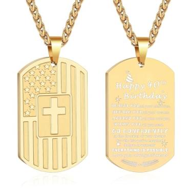 Imagem de DuoDiner Colar de presente de aniversário para homens, meninos, pai, filho, irmão, marido, avô, neto, 10, 13, 16, 18, 21, 30, 40, 50, 60 anos, aniversário, presentes de Natal, Medium, Aço inoxidável,