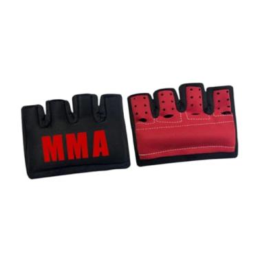 Imagem de oshhni Luvas de boxe de MMA Meio dedo Nylon Fitness Exercled Gift Sport Mittens Men Mulheres para lutar kickboxing Sparring Muay Thai, Vermelho