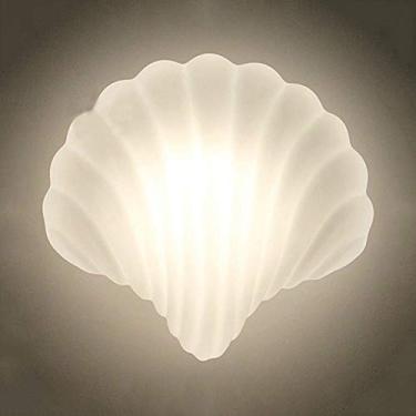 Imagem de LITFAD Luminária De Parede Em Forma De Concha De Vidro Leitoso, Luminária De Parede Led Estilo Moderno, Branca, Para Sala De Jantar, Quarto, Corredor, Escada