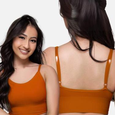 Imagem de Sutiã Top Cropped Alça Com Bojo Removível S/ Costura Impllus, G, Laran