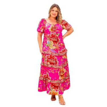 Imagem de Vestido plus size mid com decote coração e lastex nas costas com manga