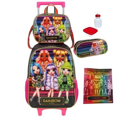 Imagem de Kit Mochila Infantil Rainbow High Rodinhas Tam G Escolar Reforçada Lan