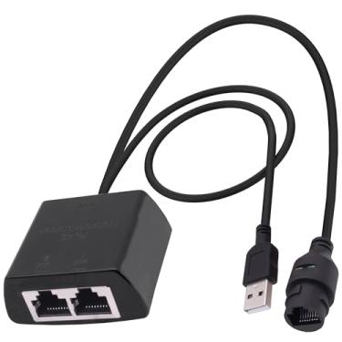 Imagem de CybNemo Divisor Ethernet 1 a 2 rede RJ45, 1 fêmea para 2 fêmeas, conversor adaptador Ethernet 100Mbps de alta velocidade 8P8C LAN divisor com fonte de alimentação USB para cabo Cat5/5e/6/7/8 (1 fêmea