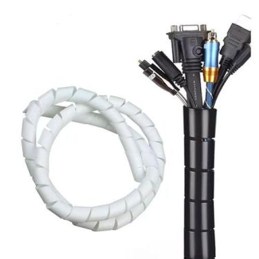 Imagem de Organizador Esconde Fios Cabos Espiral 10mm 2mts Branco 1/2 - Fame