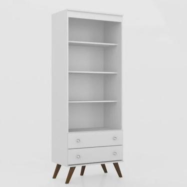 Imagem de Estante para Livros 2 Gavetas 3 Prateleiras esm 216 Retrô Movelbento Branco