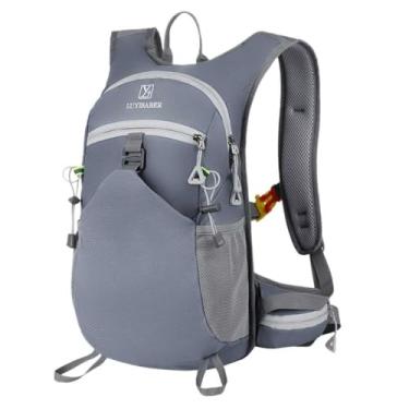 Imagem de Mochila de Hidratação 2L Premium, Impermeável, com Bolsos Múltiplos e Apito de Emergência para Trilhas, Bike, Corrida (Cinza)