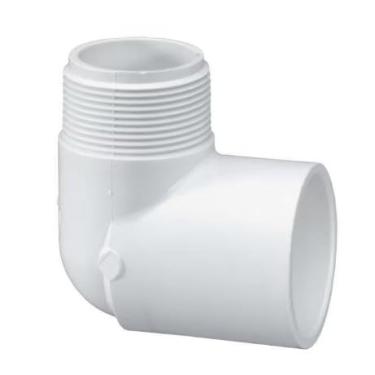 Imagem de Conector de tubo de cotovelo de PVC de 90 graus – rosca macho MIP x soquete deslizante (soquete de 3/10.2 cm x 3/4 "MIP)