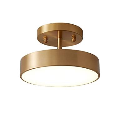 Imagem de ZZZYZ Moderno branco acrílico LED candeeiro de teto Fxture vintage ouro latão redondo base Plafon LED teto gelado sombra Plafon LED teto para corredor entrada casa - cobre 20 x 10 cm (8 x 4 polegadas)