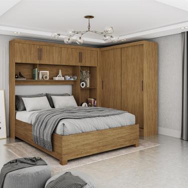 Imagem de Quarto Modulado Casal 6 Portas com Cama Belém Carioca Móveis - Cinamomo