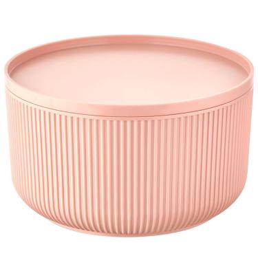 Imagem de Travessa Redonda Dynasty Velout em Plástico com Tampa Rosa - 1,5L